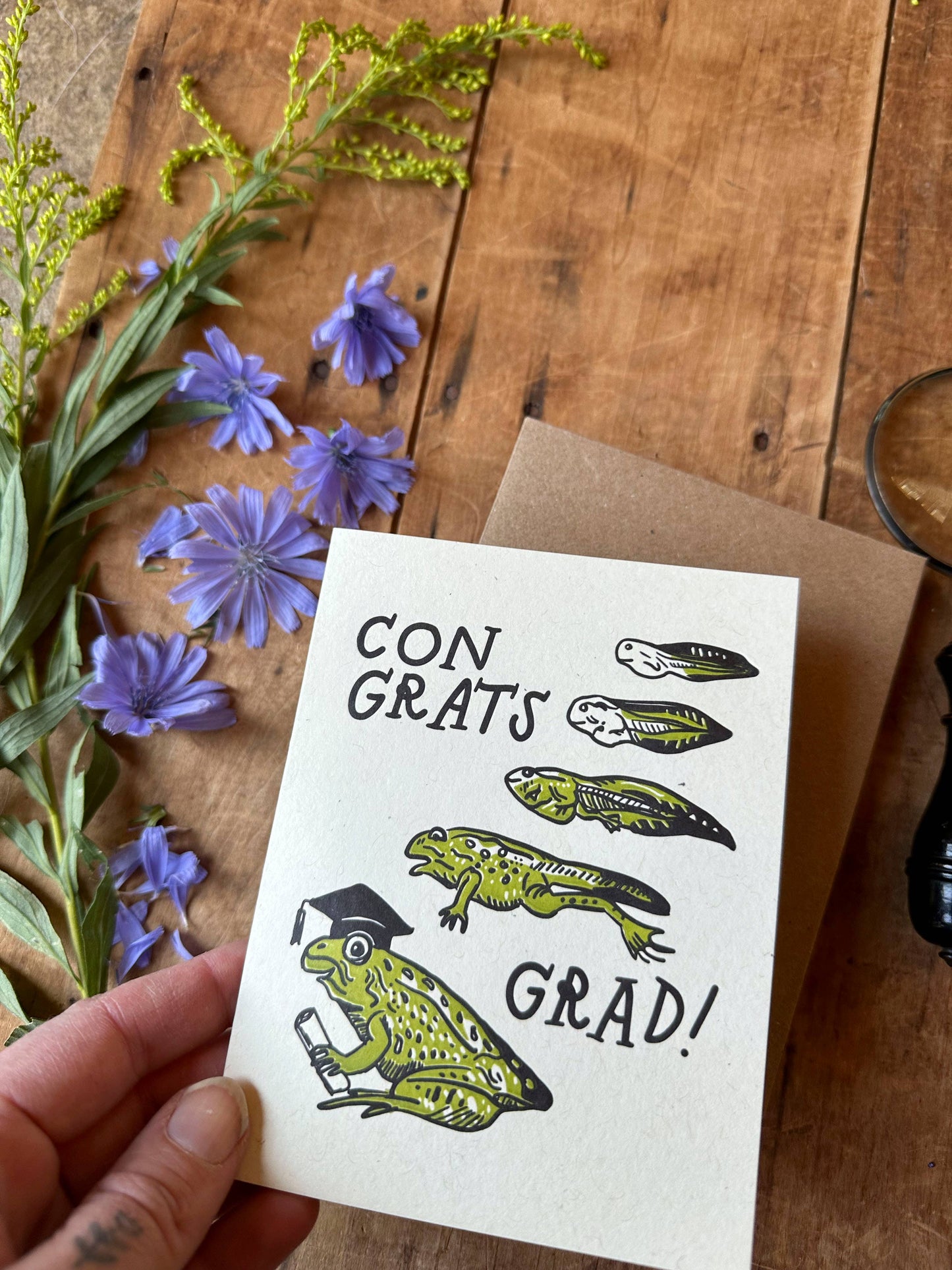 Frog Graduation Card - letterpress