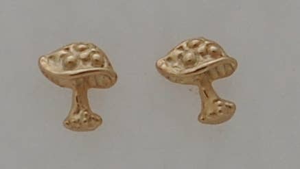 Mushroom Stud Earrings gold Natural History
