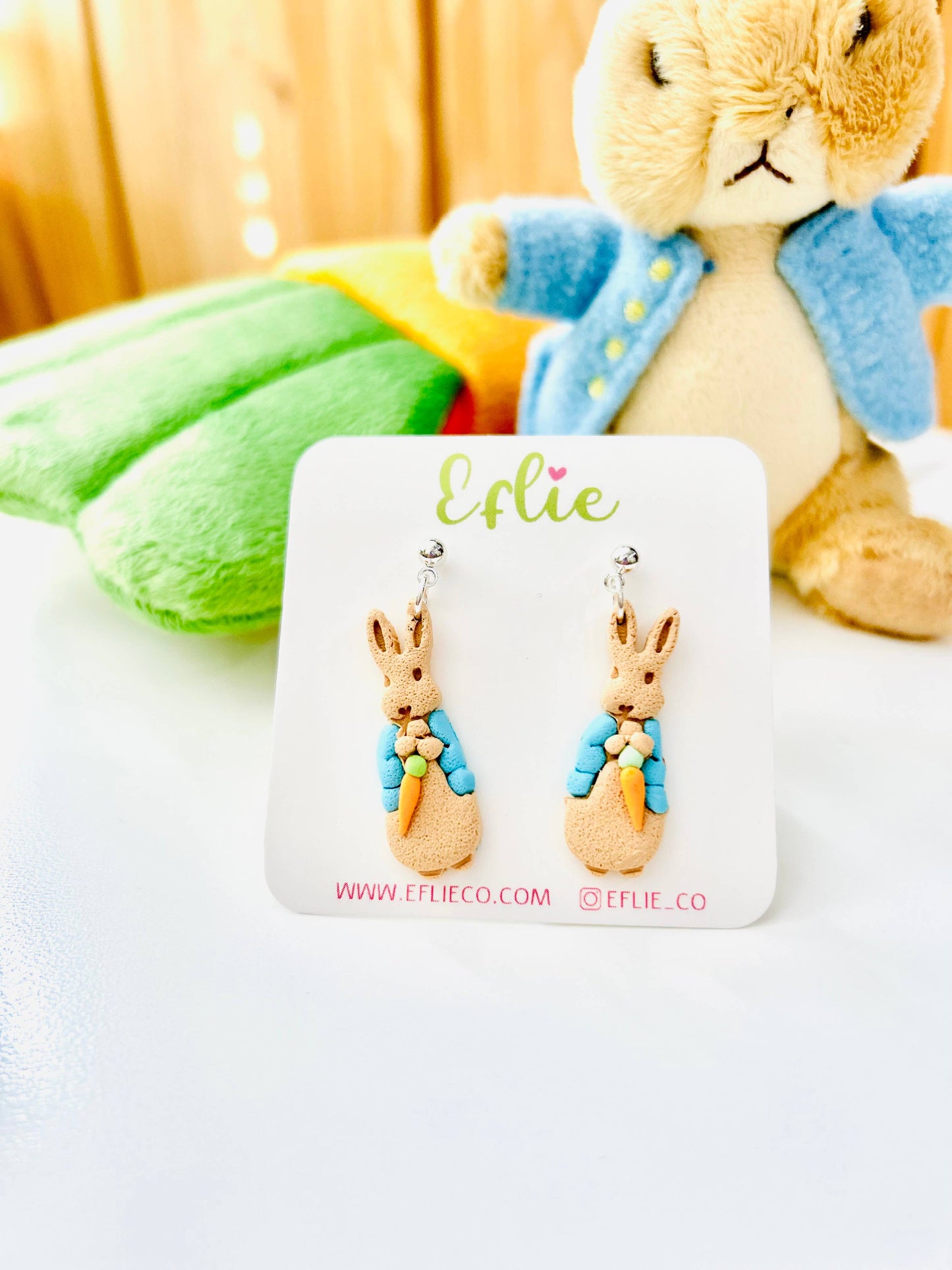 Easter Rabbit Book Bunnies Earrings Cute Bunny Hold Carrot D
