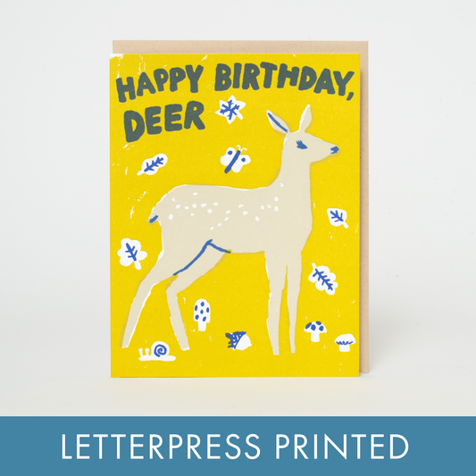 Birthday Deer Letterpress Greeting Card by Egg Press
