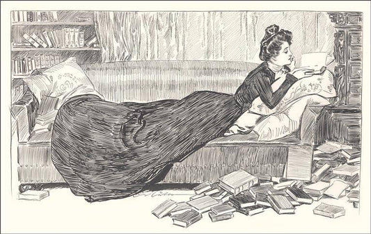 Postcard LT-506 Prone Woman Reading Book