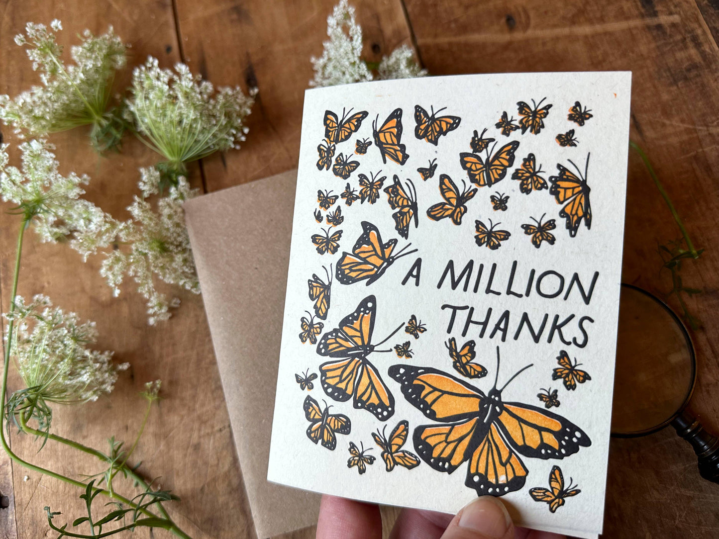 Million Thanks Butterfly Letterpress card