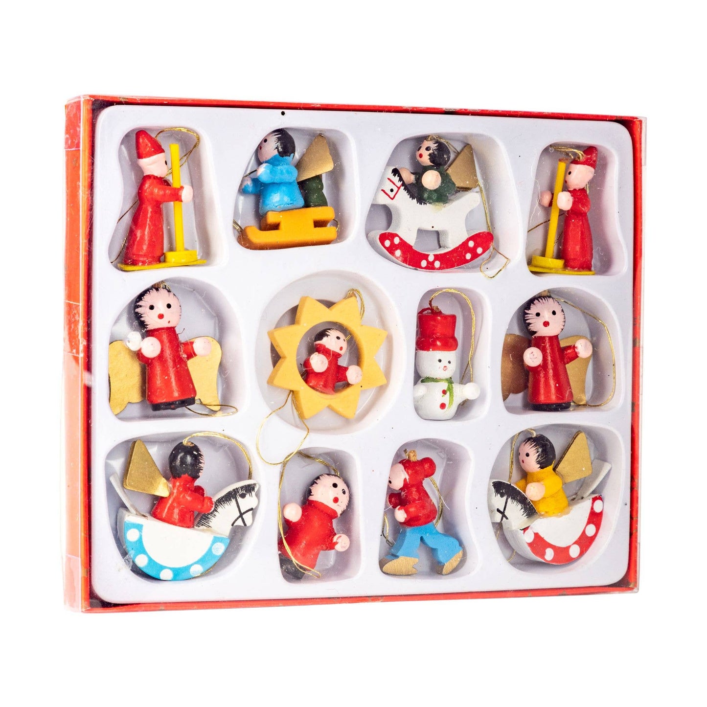 Wooden Vintage-Style Mini Ornaments (Set of 12)