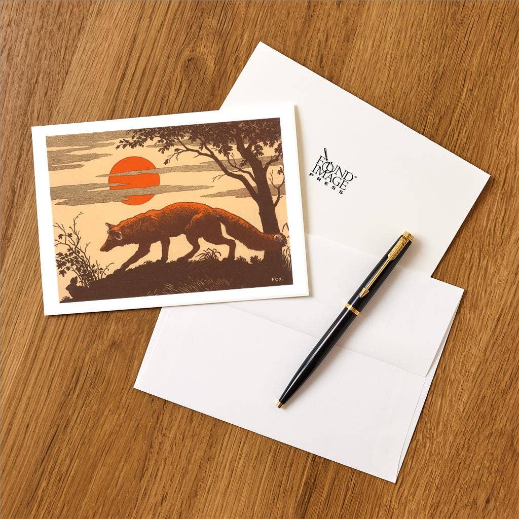 Greeting Card WD-15 Woodcut of Fox