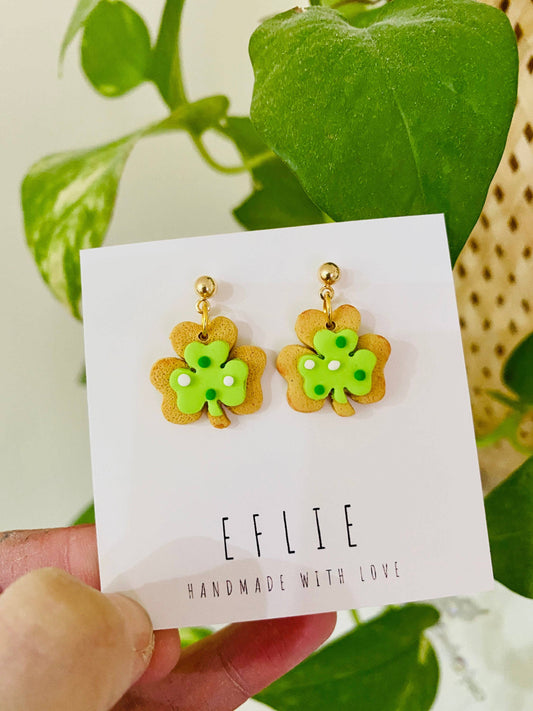 Saint Patrick's Day Shamrock Polymer Clay Stud Earrings