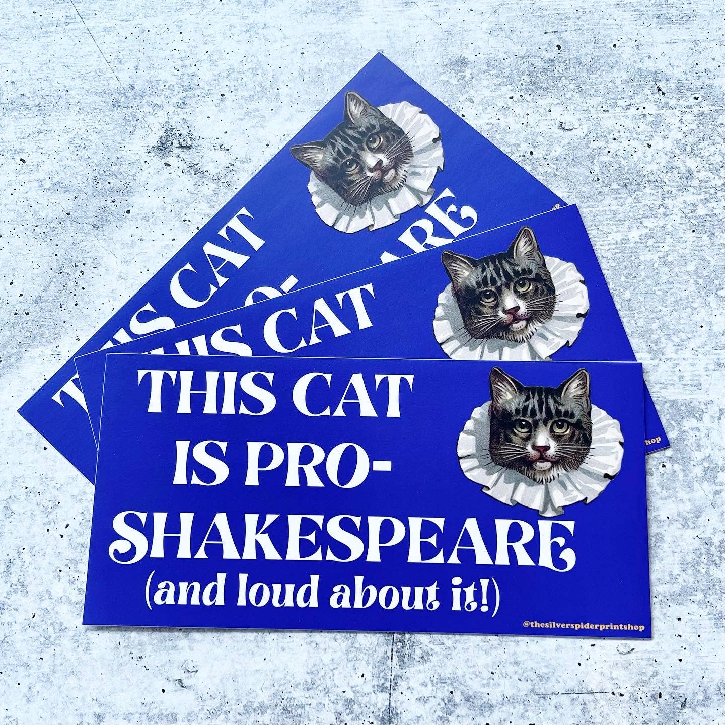 Cat is Pro Shakespeare & loud about it Funny bumper sticker