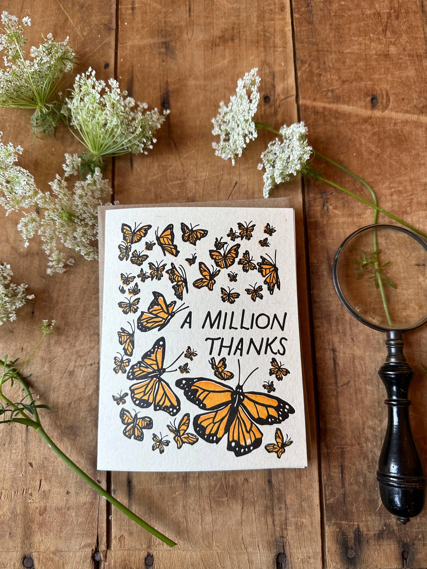 Million Thanks Butterfly Letterpress card