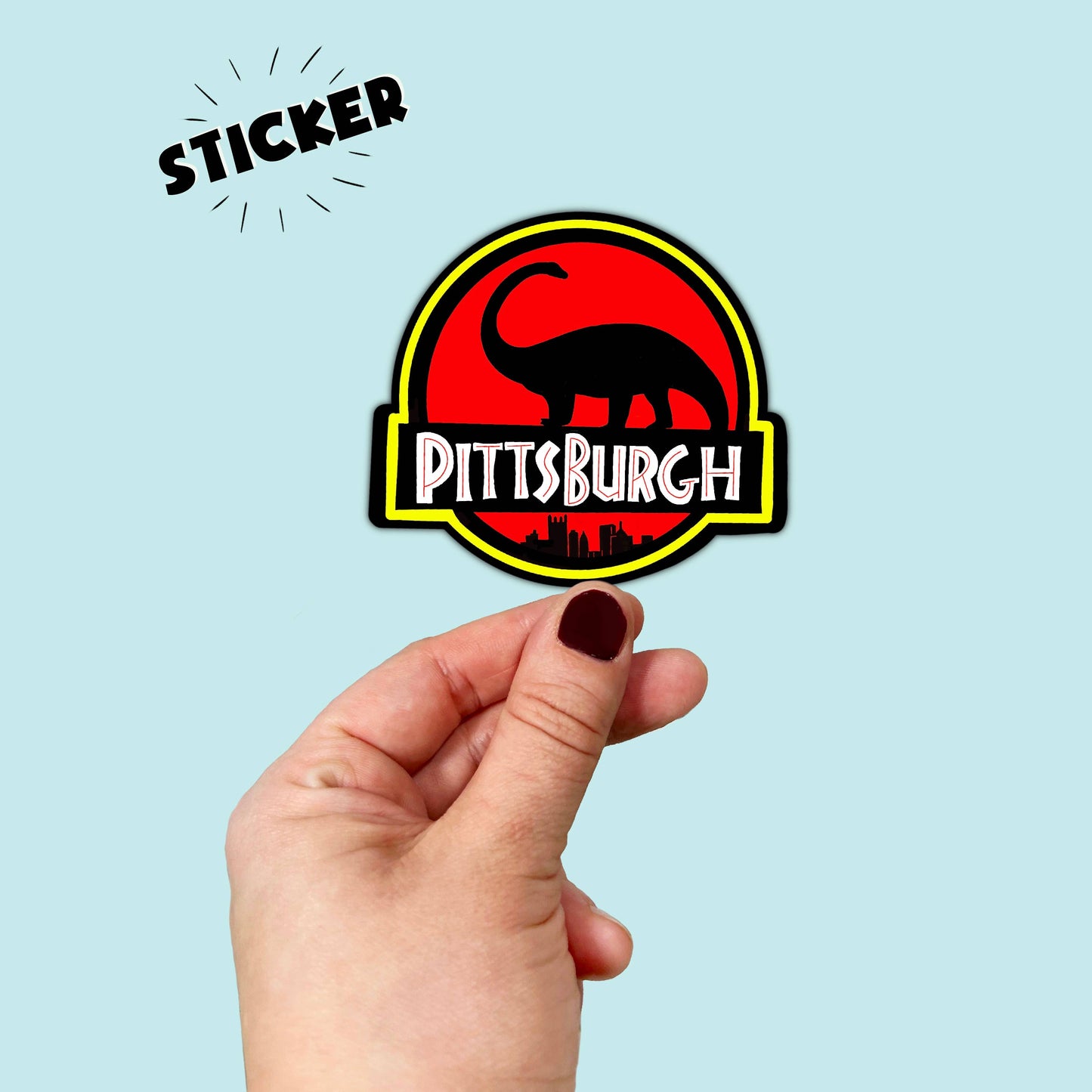 Waterproof Vinyl Pittsburgh Jurassic Dinosaur Sticker