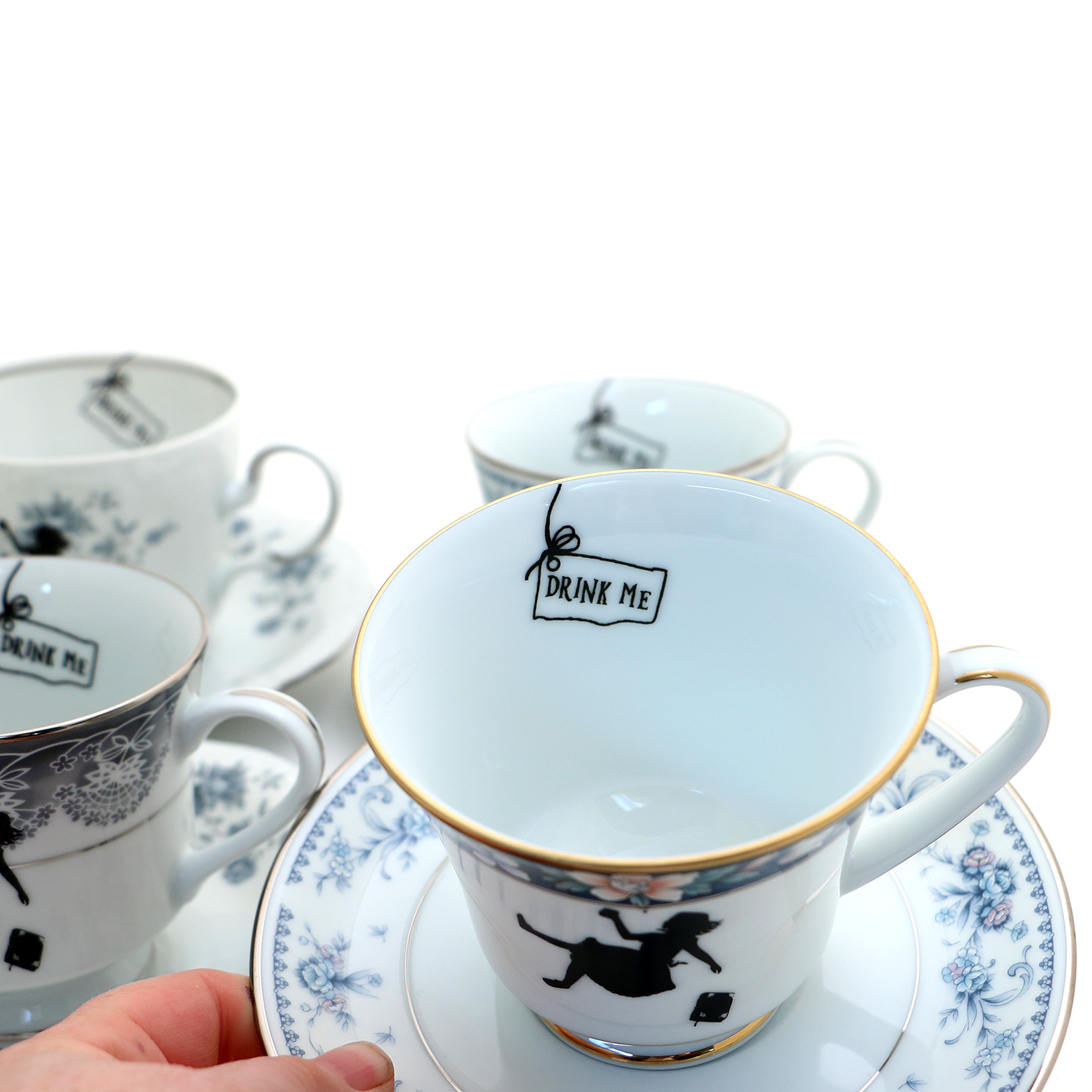 "Alice in Wonderland" Vintage Upcycled Teacup and Saucer